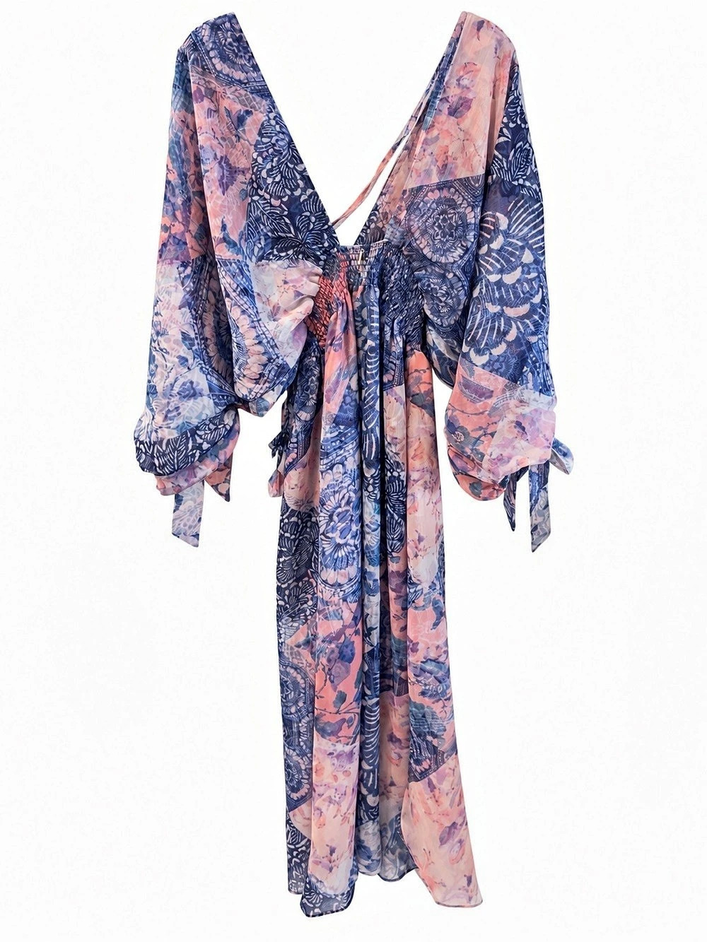 MISA Los Angeles x REVOLVE Andra Dress Namasker Patchwork XS Blue Pink